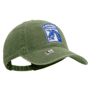 Licensed 18th Airborne Corps Embroidered Washed Solid Pigment Dyed Cotton Twill Brass Buckle Cap - Olive OSFM