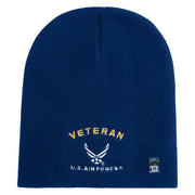 Veteran US Air Force Embroidered 8" Knit Short Beanie - Royal OSFM