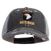 Licensed 101st Airborne Retired Embroidered Low Profile Special Cotton Mesh Cap - Black OSFM