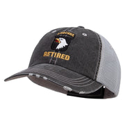 Licensed 101st Airborne Retired Embroidered Low Profile Special Cotton Mesh Cap - Black OSFM
