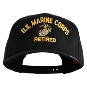 US Marine Corps Retired Design Embroidered Solid Cotton Twill Pro Style Cap - Black OSFM