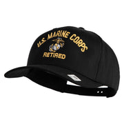 US Marine Corps Retired Design Embroidered Solid Cotton Twill Pro Style Cap - Black OSFM