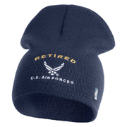 Retired US Air Force Embroidered 8" Knit Short Beanie - Navy OSFM