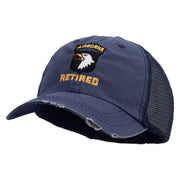 Licensed 101st Airborne Retired Embroidered Low Profile Special Cotton Mesh Cap - Navy OSFM