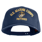 US Marine Corps Retired Design Embroidered Solid Cotton Twill Pro Style Cap - Navy OSFM
