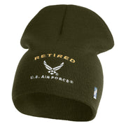 Retired US Air Force Embroidered 8" Knit Short Beanie - Olive OSFM