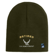 Retired US Air Force Embroidered 8" Knit Short Beanie - Olive OSFM
