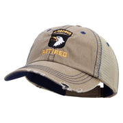 Licensed 101st Airborne Retired Embroidered Low Profile Special Cotton Mesh Cap - Khaki OSFM
