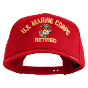 US Marine Corps Retired Design Embroidered Solid Cotton Twill Pro Style Cap - Red OSFM