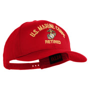 US Marine Corps Retired Design Embroidered Solid Cotton Twill Pro Style Cap - Red OSFM