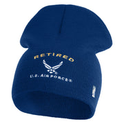Retired US Air Force Embroidered 8" Knit Short Beanie - Royal OSFM