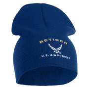 Retired US Air Force Embroidered 8" Knit Short Beanie - Royal OSFM
