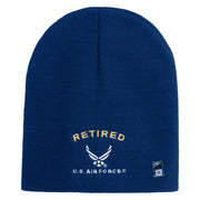 Retired US Air Force Embroidered 8" Knit Short Beanie - Royal OSFM