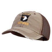 Licensed 101st Airborne Retired Embroidered Low Profile Special Cotton Mesh Cap - Khaki-Brown OSFM