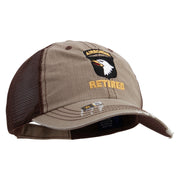 Licensed 101st Airborne Retired Embroidered Low Profile Special Cotton Mesh Cap - Khaki-Brown OSFM