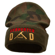 Carpenter Dad Camo Knit Long Beanie with Cuff - Green OSFM