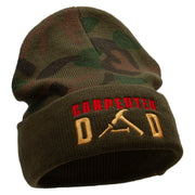 Carpenter Dad Camo Knit Long Beanie with Cuff - Green OSFM