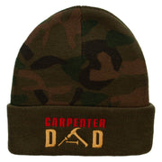 Carpenter Dad Camo Knit Long Beanie with Cuff - Green OSFM