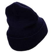 Made in USA Fist Greeting 12 Inch Solid Knit Cuff Long Beanie - Navy OSFM