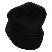 Made in USA Fist Greeting 12 Inch Solid Knit Cuff Long Beanie - Black OSFM