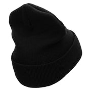 Made in USA Fist Greeting 12 Inch Solid Knit Cuff Long Beanie - Black OSFM