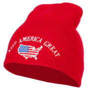 Keep America Great USA Flag Map Embroidered 8 Inch Short Beanie