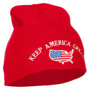 Keep America Great USA Flag Map Embroidered 8 Inch Short Beanie