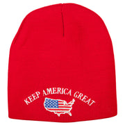 Keep America Great USA Flag Map Embroidered 8 Inch Short Beanie