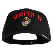 US Marine Semper Fidelis Design Embroidered Solid Cotton Twill Pro Style Cap - Black OSFM