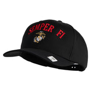 US Marine Semper Fidelis Design Embroidered Solid Cotton Twill Pro Style Cap - Black OSFM