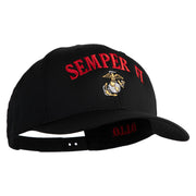 US Marine Semper Fidelis Design Embroidered Solid Cotton Twill Pro Style Cap - Black OSFM