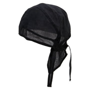 Monster Flower Embroidered Cotton Poplin Biker Style Head Wrap - Black OSFM