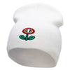 Game Flower Embroidered 8 Inch Short Beanie - White OSFM