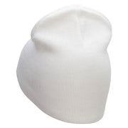 Game Flower Embroidered 8 Inch Short Beanie - White OSFM