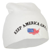 Keep America Great USA Flag Map Embroidered 8 Inch Short Beanie