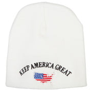 Keep America Great USA Flag Map Embroidered 8 Inch Short Beanie