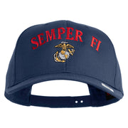 US Marine Semper Fidelis Design Embroidered Solid Cotton Twill Pro Style Cap - Navy OSFM