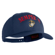 US Marine Semper Fidelis Design Embroidered Solid Cotton Twill Pro Style Cap - Navy OSFM