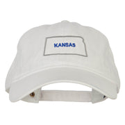 Kansas with Map Outline Embroidered Washed Cotton Twill Cap