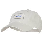 Kansas with Map Outline Embroidered Washed Cotton Twill Cap