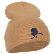 Alaska Flag Map Embroidered Long Beanie