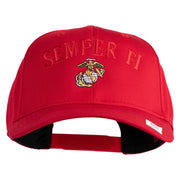 US Marine Semper Fidelis Design Embroidered Solid Cotton Twill Pro Style Cap - Red OSFM