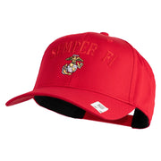 US Marine Semper Fidelis Design Embroidered Solid Cotton Twill Pro Style Cap - Red OSFM