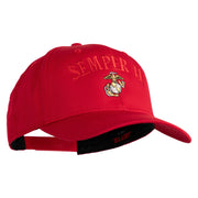 US Marine Semper Fidelis Design Embroidered Solid Cotton Twill Pro Style Cap - Red OSFM