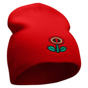 Game Flower Embroidered 8 Inch Short Beanie