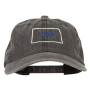 Kansas with Map Outline Embroidered Washed Cotton Twill Cap