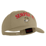 US Marine Semper Fidelis Design Embroidered Solid Cotton Twill Pro Style Cap - Khaki OSFM