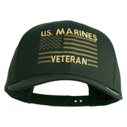 US Marines Veteran Flag Design Embroidered Solid Cotton Twill Pro Style Cap - Dk-Green OSFM