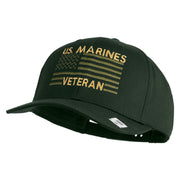 US Marines Veteran Flag Design Embroidered Solid Cotton Twill Pro Style Cap - Dk-Green OSFM