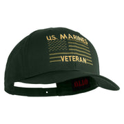 US Marines Veteran Flag Design Embroidered Solid Cotton Twill Pro Style Cap - Dk-Green OSFM